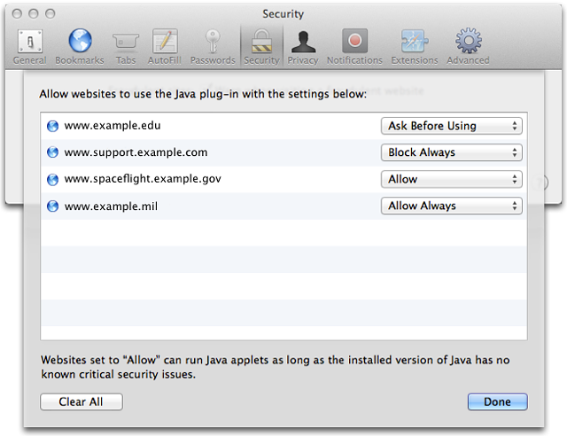 safari enable java applet