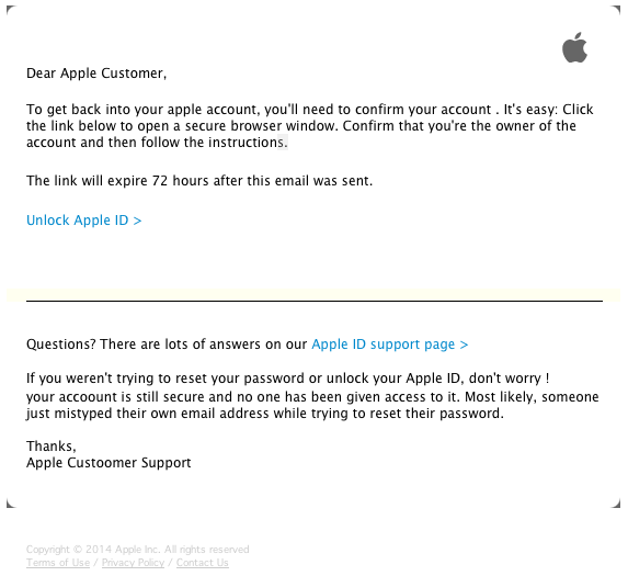 iCloud phishing email targeting Apple iPhone and Mac users
