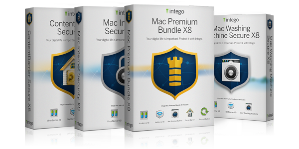 Intego Mac antivirus X8 bundles product box images