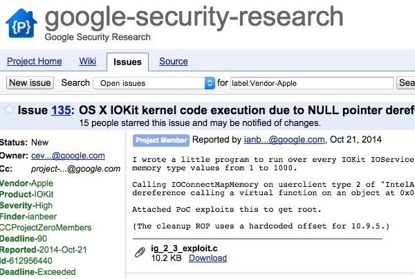 Google discloses security vulnerabilities in OS X