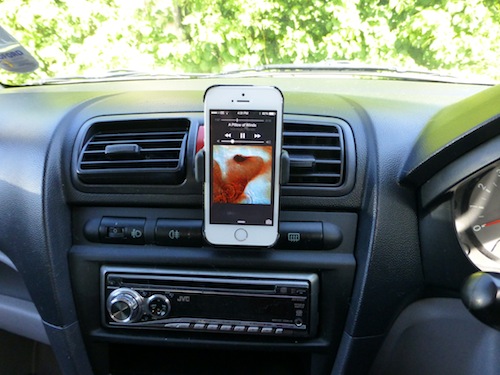 Image of iPhone used in a car for music