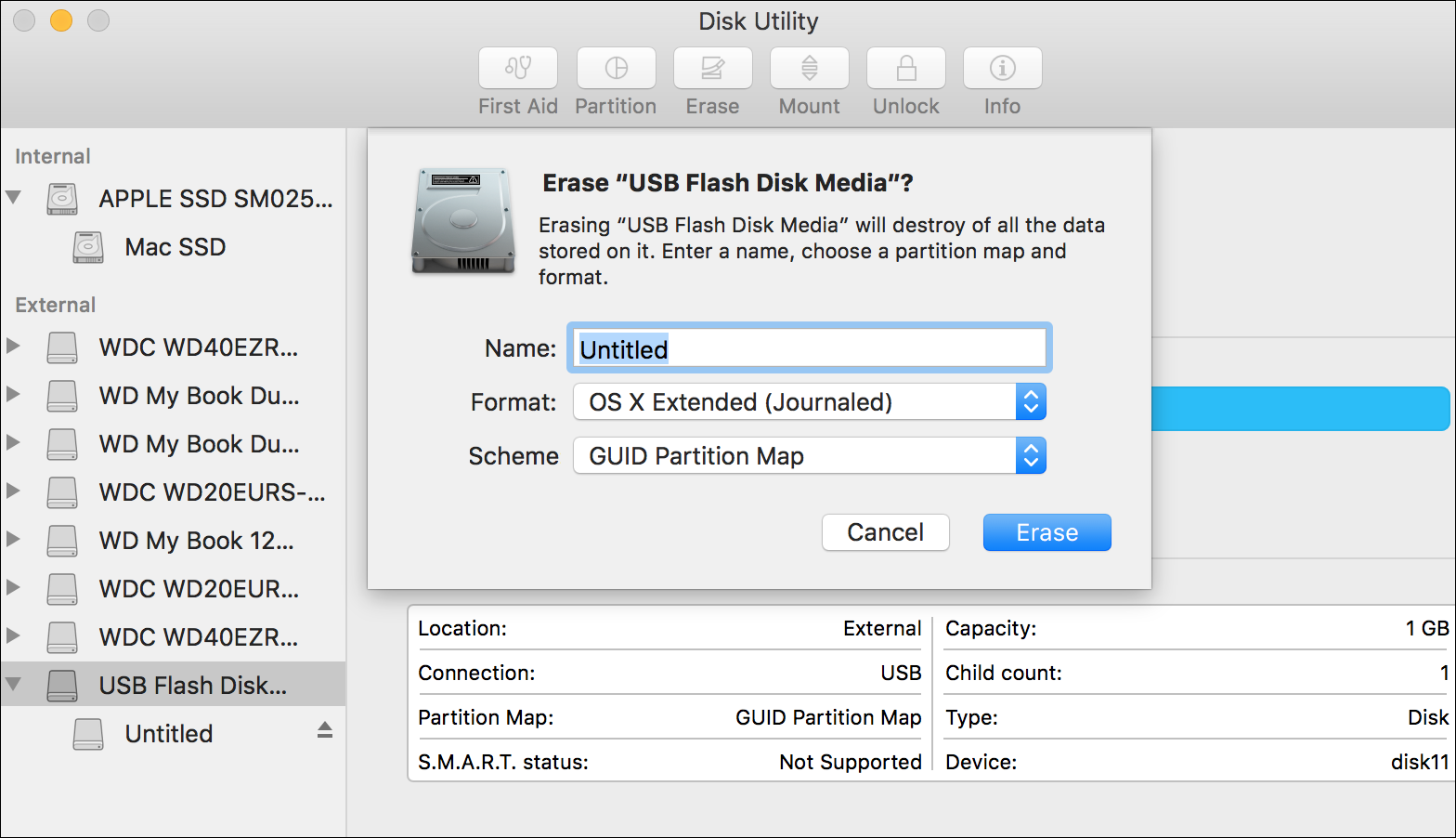 format an external hard drive for mac os x