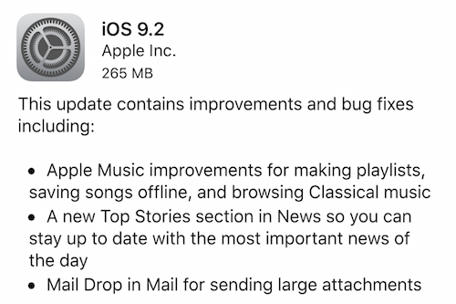 iOS 9.2 Security Update