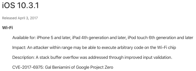 iOS 10.3.1 Security Update