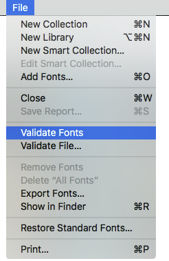 fontbook validate fonts