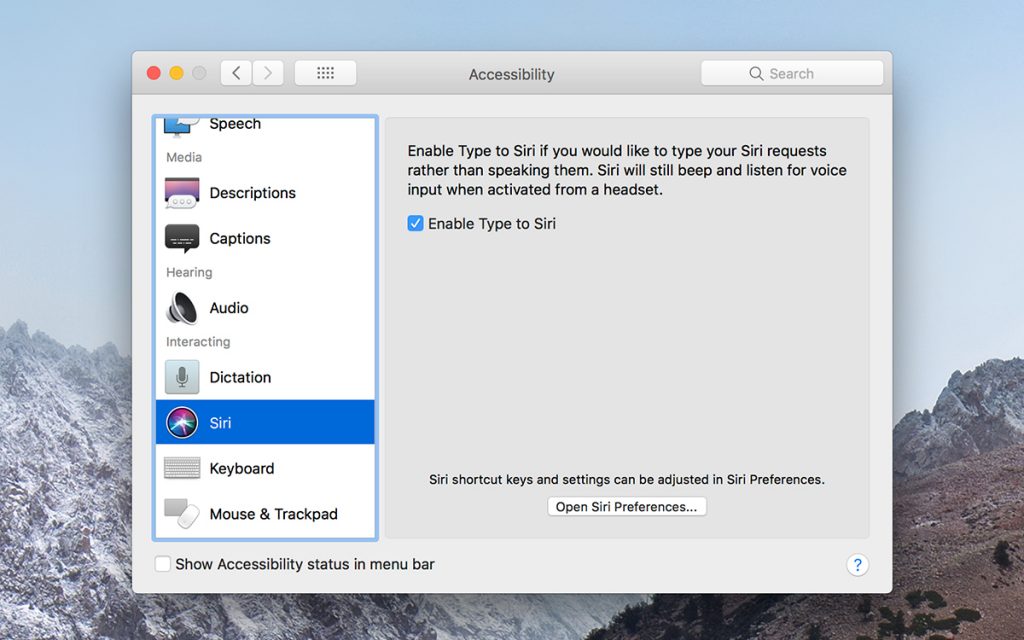 Changing the accessibility settings for mac os x