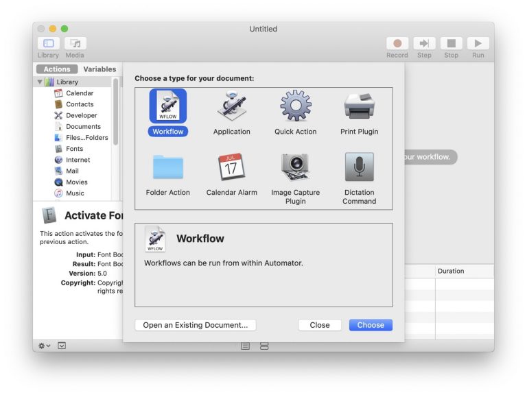 automator mac function