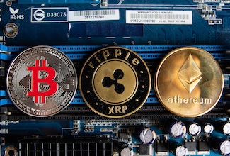 Cryptocurrencies on computer parts, by Marco Verch, modified (CC BY 2.0), https://foto.wuestenigel.com/cryptocurrencies-on-a-computer-parts/