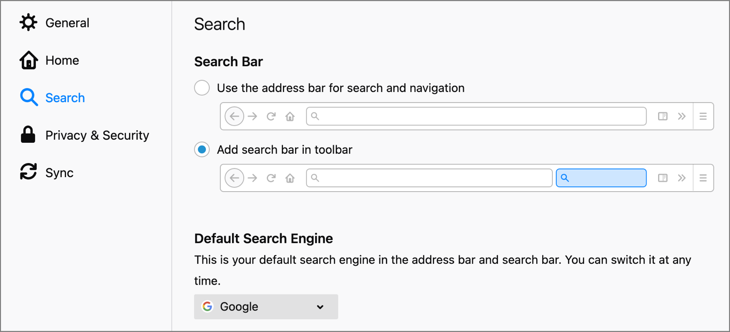 make google default search engine firefox