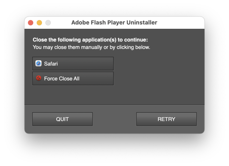 remove flash from mac os