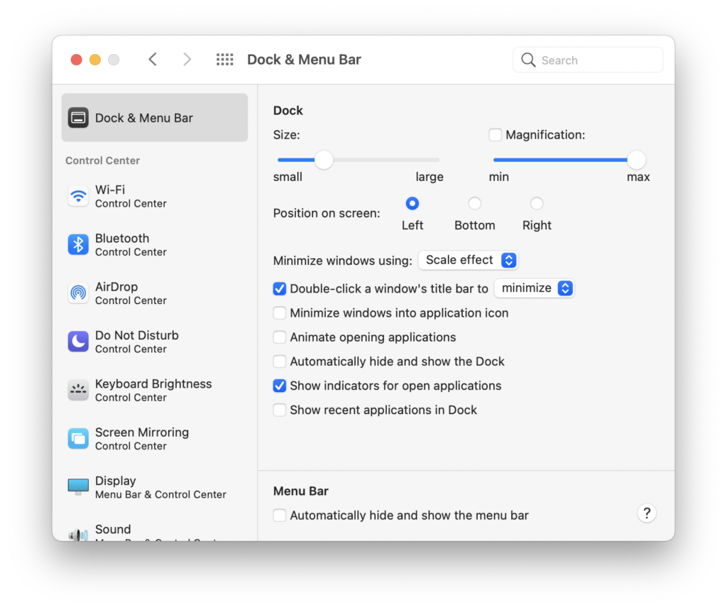 moving dock between screens mac