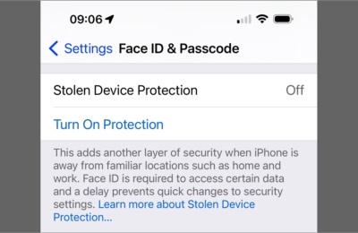 Apple iOS 17.3 Stolen Device Protection setting for iPhone