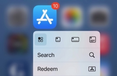 iOS and iPadOS App Store contextual menu on Home Screen